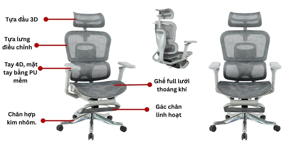 Kiểu dáng tính năng công thái học của ghế GLE22