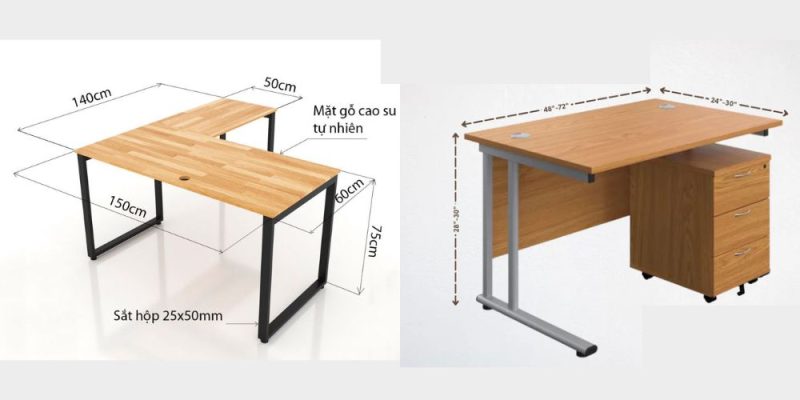 Kích thước bàn làm việc chuẩn dành cho người dùng