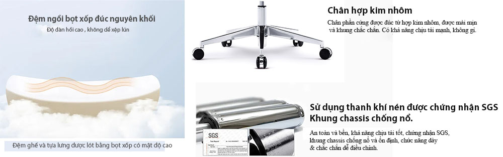 Cấu trúc vững chắc của ghế D6812A dành cho văn phòng lãnh đạo