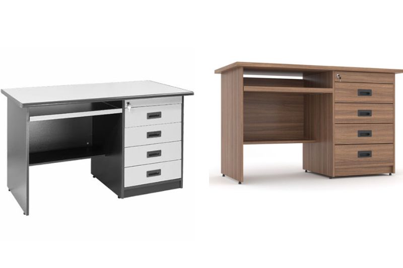 Bàn BG07 có hộc liền nhiều ngăn kéo cùng khay bàn phím