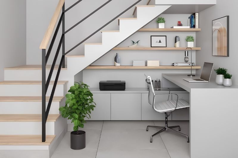 Những lợi ích của việc đặt bàn dưới gầm cầu thang
