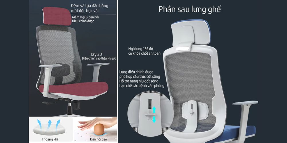 Thiết kế chuẩn công thái học của ghế LM189A-1