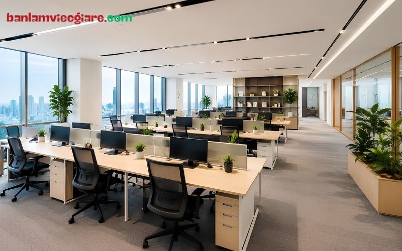 Cách bố trí bàn ghế cho văn phòng từ 25m² trở lên