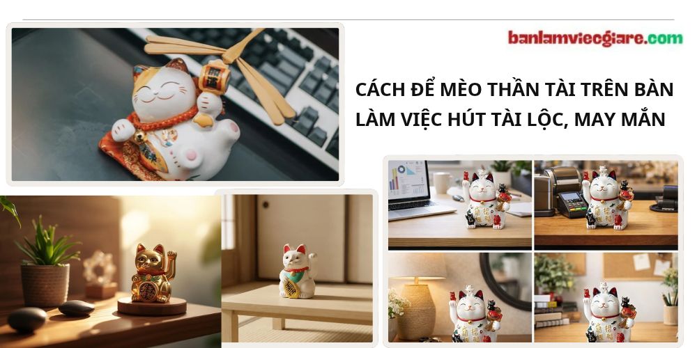 Cách để mèo thần tài trên bàn làm việc