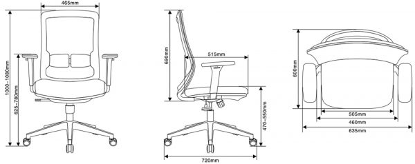 Ghế LM190B có kích thước phù hợp với hầu hết người dùng